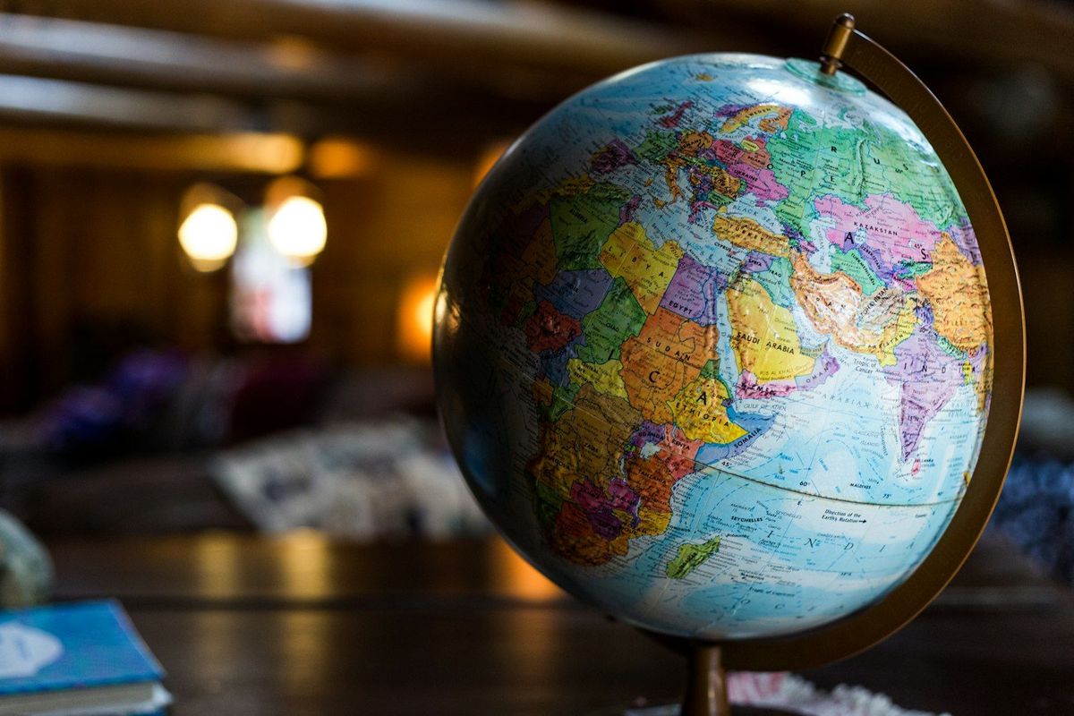 Desk globe showing Europe, Africa and Asia